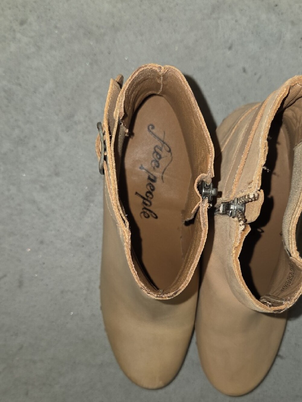 FreePeople Wedge Platform Tan Ankle Boots with Buckle Detail Size7.5 - Picture 2 of 9